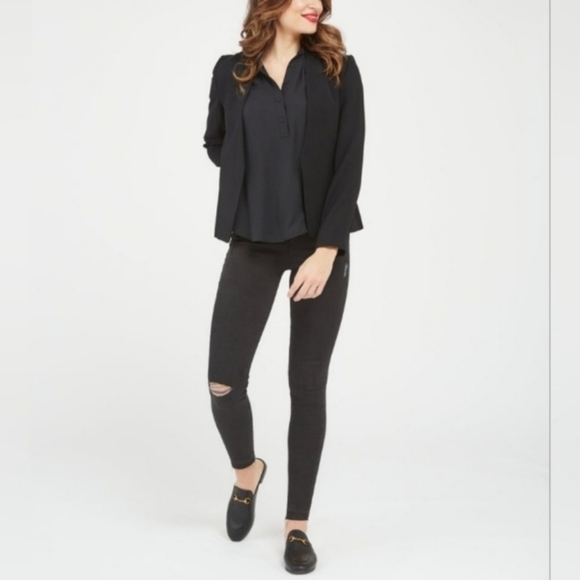 NWT SPANX Vintage Distressed Ankle Skinny Jeans $128 🖤 Size XS - Picture 2 of 13